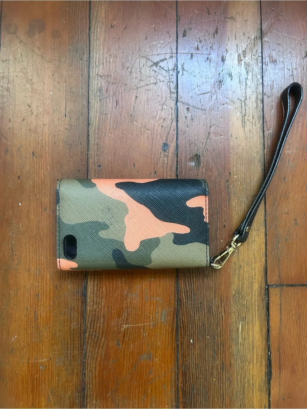 Michael Kors Camo Wristlet Wallet in Olive, Tan & Orange